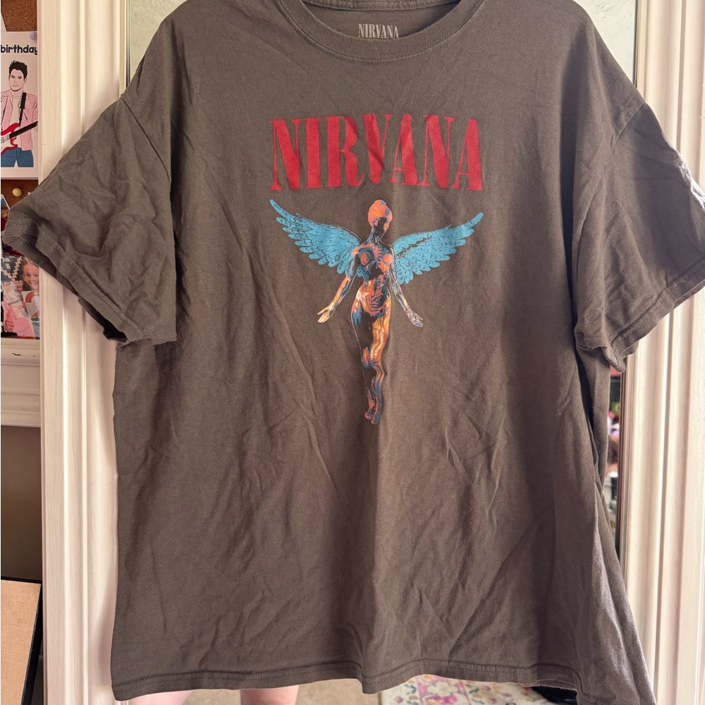 Nirvana Greyish/Brown Graphic T-Shirt